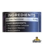 A-Labs Radioactive RAD-140 ingredients panel showing 10mg Testolone per capsule with 60 capsule bottle and transparent formula