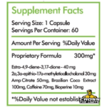 Ripfast Amped Supplement Facts showing 40 mg Dienedione, 30 mg Epistane-style compound, AMP Citrate, Brazilian Coco Extract, caffeine and BioPerine
