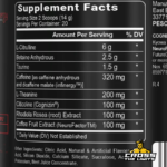 PEScience Prolific Pre Workout Supplement Facts with 6g L-Citrulline 2.5g Betaine 320mg caffeine Cognizin and NeuroFactor