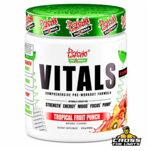 Psycho Pharma Vitals Tropical Fruit Punch pre-workout for strength, energy, focus and pumps
