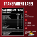Alpha Lion SuperHuman Original Supplement Facts with 4g L-Citrulline, 3.2g Beta Alanine, 2.5g Betaine and 325mg caffeine