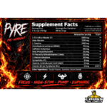 KJ Labs Pyre Supplement Facts with Citrulline Beta-Alanine 400mg Caffeine 2-Aminoisoheptane and Synephrine