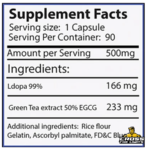 Black Lion Research Prolactrone Supplement Facts with L-Dopa 99% and Green Tea Extract 50% EGCG